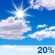 Partly cloudy until evening.
