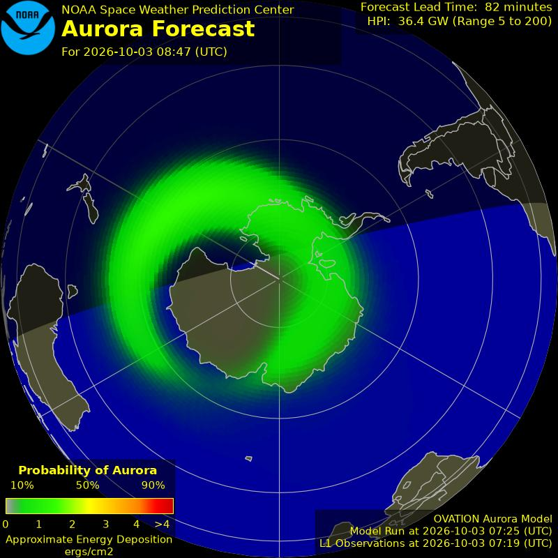 Auroral Viewline Forecast - Southern Hemisphere